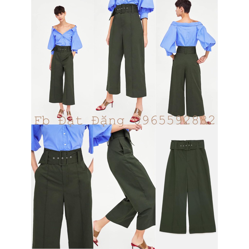 Quần poplin kèm thắt lưng Zara size XS,S
