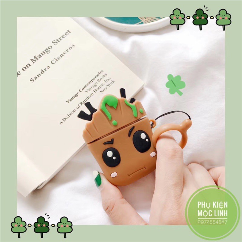 ☘️Tặng kèm móc treo☘️Case Airpod 1 2- Vỏ bao bọc Baby Groot Cover đựng tai nghe không dây Airpods Avengers