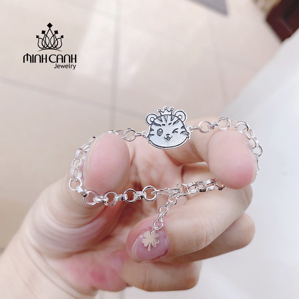Lắc Bạc Hổ Cho Bé Gái Có Điều Chỉnh Size Và Khắc Tên Minh Canh Jewelry