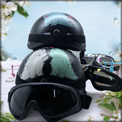 Mũ Bảo Hiểm Nửa Đâu Tem Khủng Long Được Chọn Phụ Kiện Khi Mua