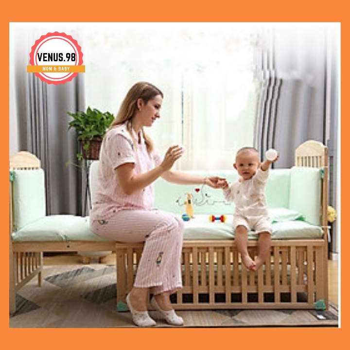 Nôi cho bé kéo dài thành giường ghép bố mẹ kích thước 120cm tăng kích thước 160 cm