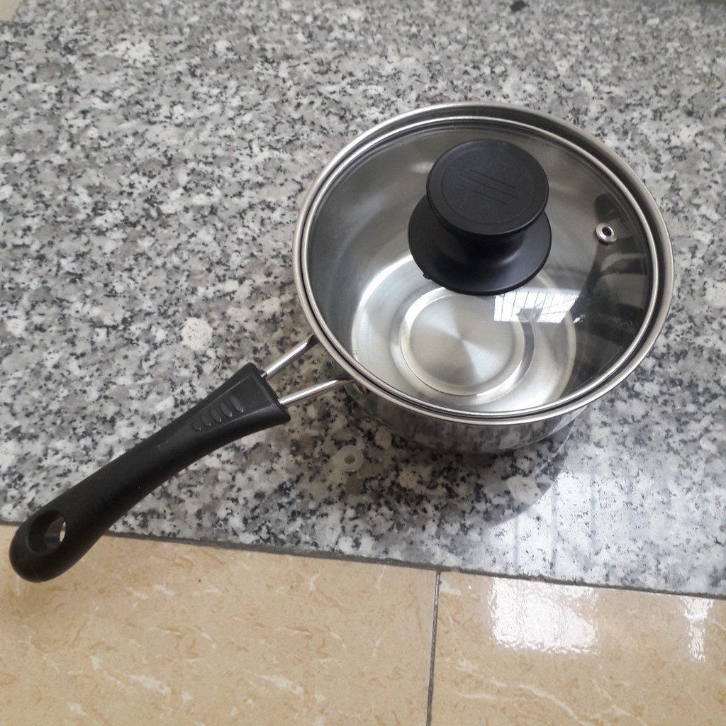 Nồi Nấu Bột Chống Dính,Xoong Nấu Bột - Cháo Chất Liệu Inox 304 Size 16cm Cho Bé