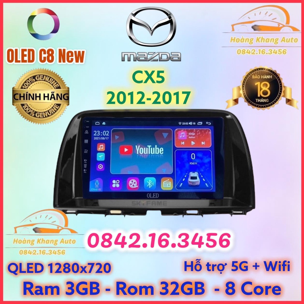 Màn hình android OLED C8 New theo xe Mazda CX5 2012 - 2017  kèm dưỡng canbus và jack nguồn zin theo xe .