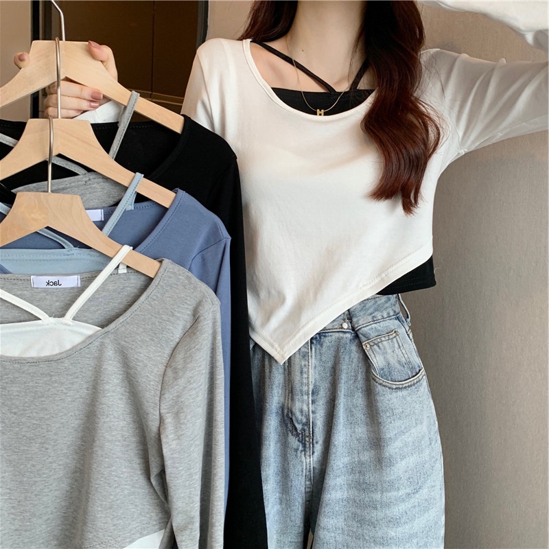 SUXI Áo Thun Dài Tay Màu Sắc Thời Trang Mùa Hè Cho Nữ