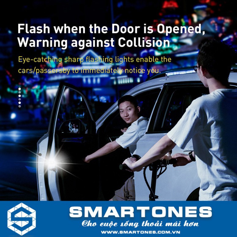 Bộ đèn LED từ không dây Baseus gắn trên cửa xe,cảnh báo đèn khi mở xe chống va chạm cho xe ô tô
