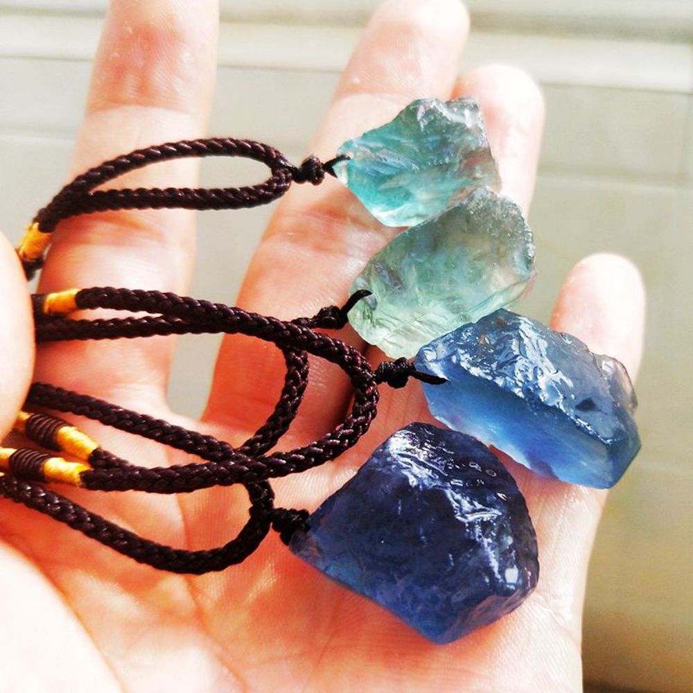 vòng cổ Mặt Đá Fluorite Tự Nhiên Thời Trang Cho Nữ