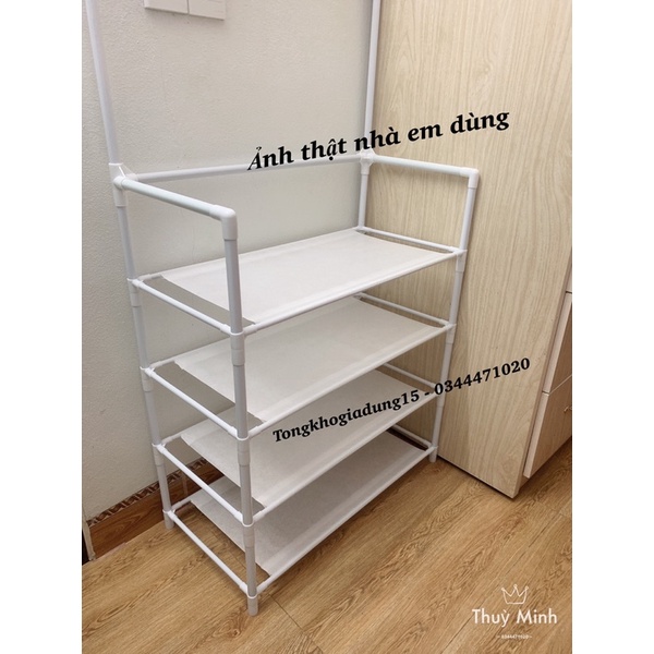 Kệ để giày dép kèm treo quần áo túi xách đa năng