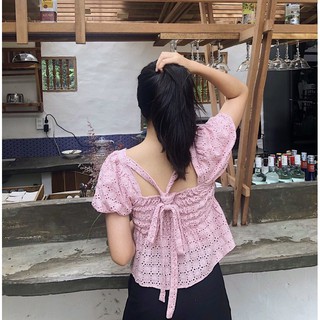 Áo hồng ruốc thêu hoa
