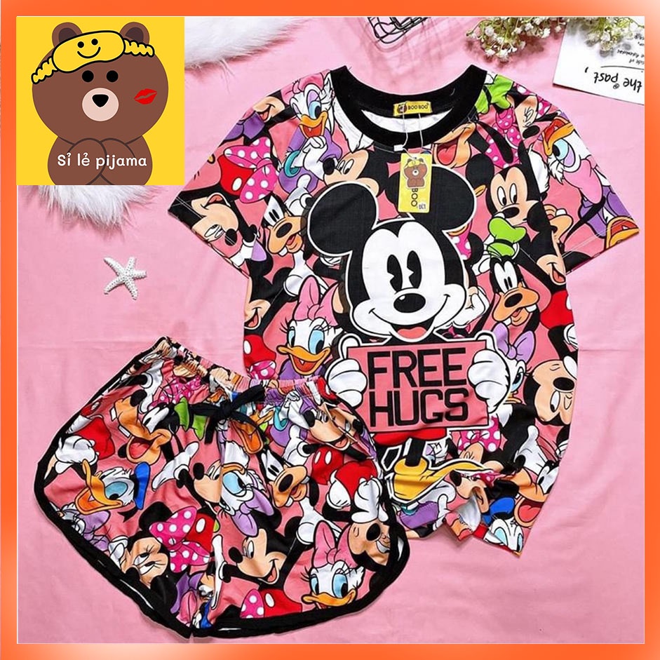 Đồ Bộ Pijama Thun Lạnh 3D Cao Cấp Tay Ngắn Quần Đùi Họa Tiết Hoạt Hình Dễ Thương P5