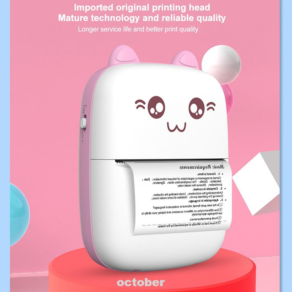 Cute Office Rechargeable Receipt Wireless Bluetooth Mini Portable Photo Label 200dpi HD Thermal Printer | BigBuy360 - bigbuy360.vn