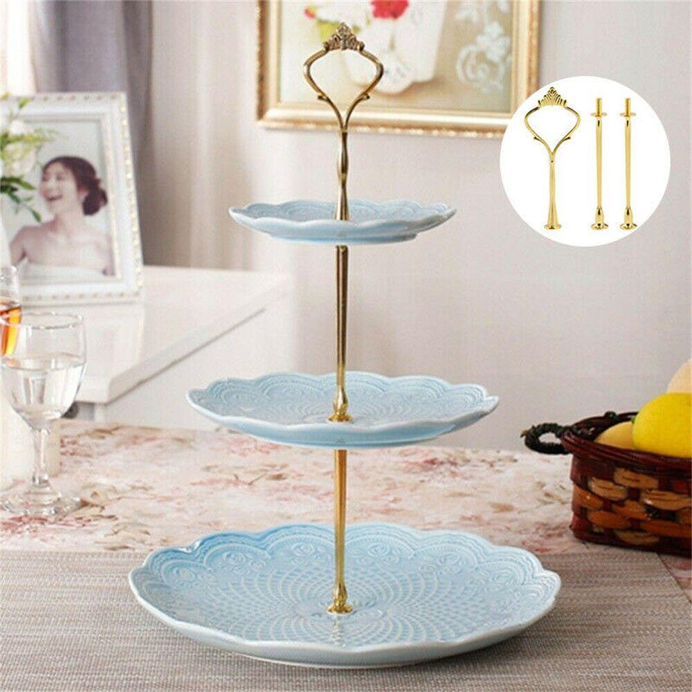 Giá đỡ đĩa bánh phổ biến 3 tầng tay cầm kim loại đế bánh cupcake