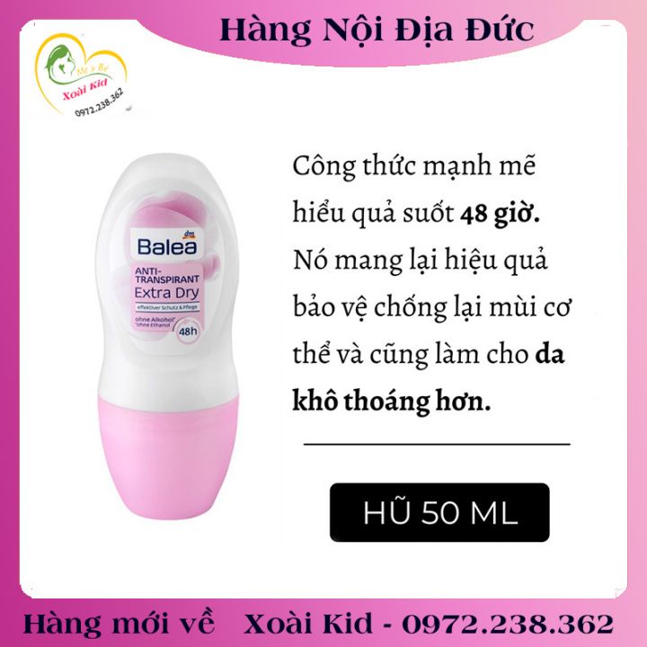 Bộ Kem khử mùi hôi nách Balea Deocreme, xịt khử mùi nách, lăn khử mùi Balea Đức - Date mới Đủ Bill