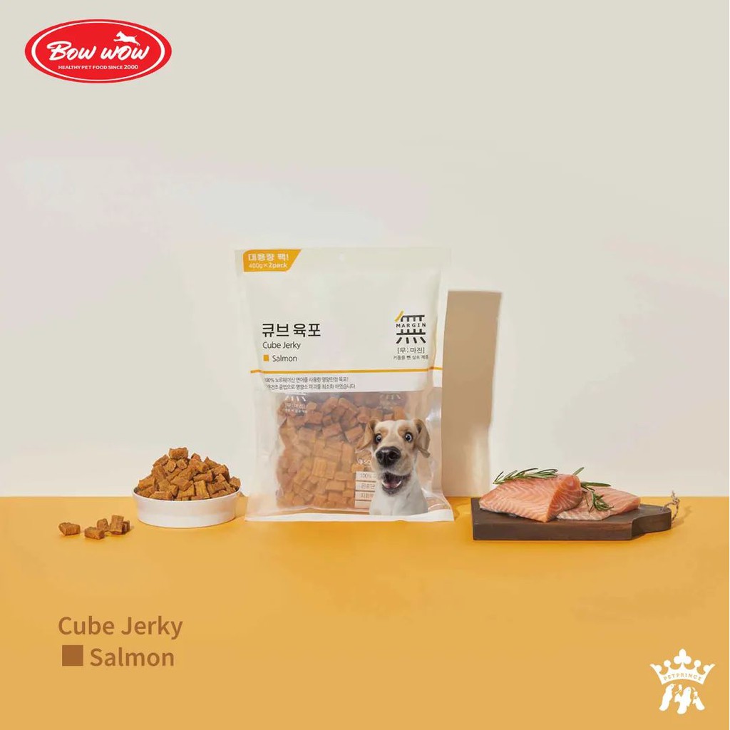 Bowwow Viên Thịt Bò Gà Cá Hồi Cube Jerky Snack Cho Chó 800g