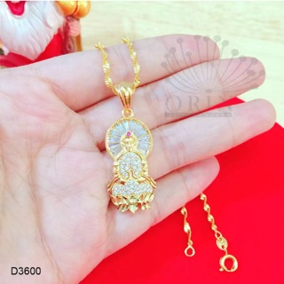 Dây Chuyền Mạ Vàng Dây Xoắn Mặt Phật Quan Âm Đính Đá Sang Trọng Orin D3600