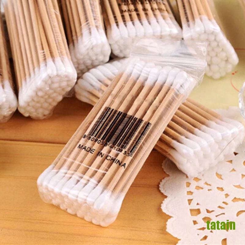 [Hàng mới về] Bộ 30-35 tăm bông cotton hai đầu thân gỗ vệ sinh tai hiệu quả