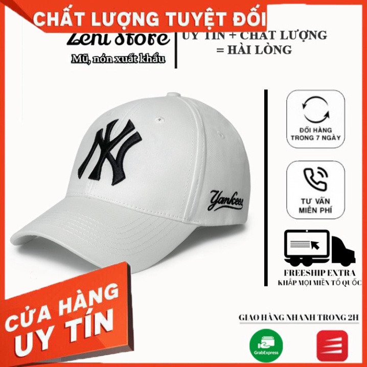 Mũ lưỡi trai, Nón kết xuất khẩu Zeni Store N.Y trắng logo đen thêu chữ nổi Siêu HOT Freeship, Full Hộp - SIÊU HOT