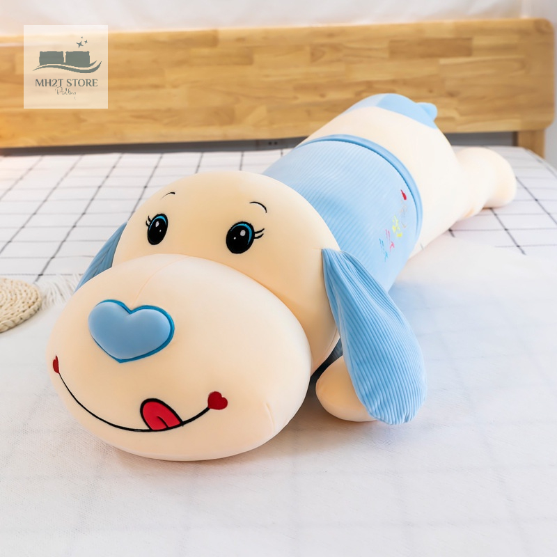 Gấu Bông Chó Nằm Mũi Tim, Thú Nhồi Bông Siêu Mềm Mịn Vải Nhung Cao Cấp Kích Thước 1m3 1m5 SHOP MH2T STORE