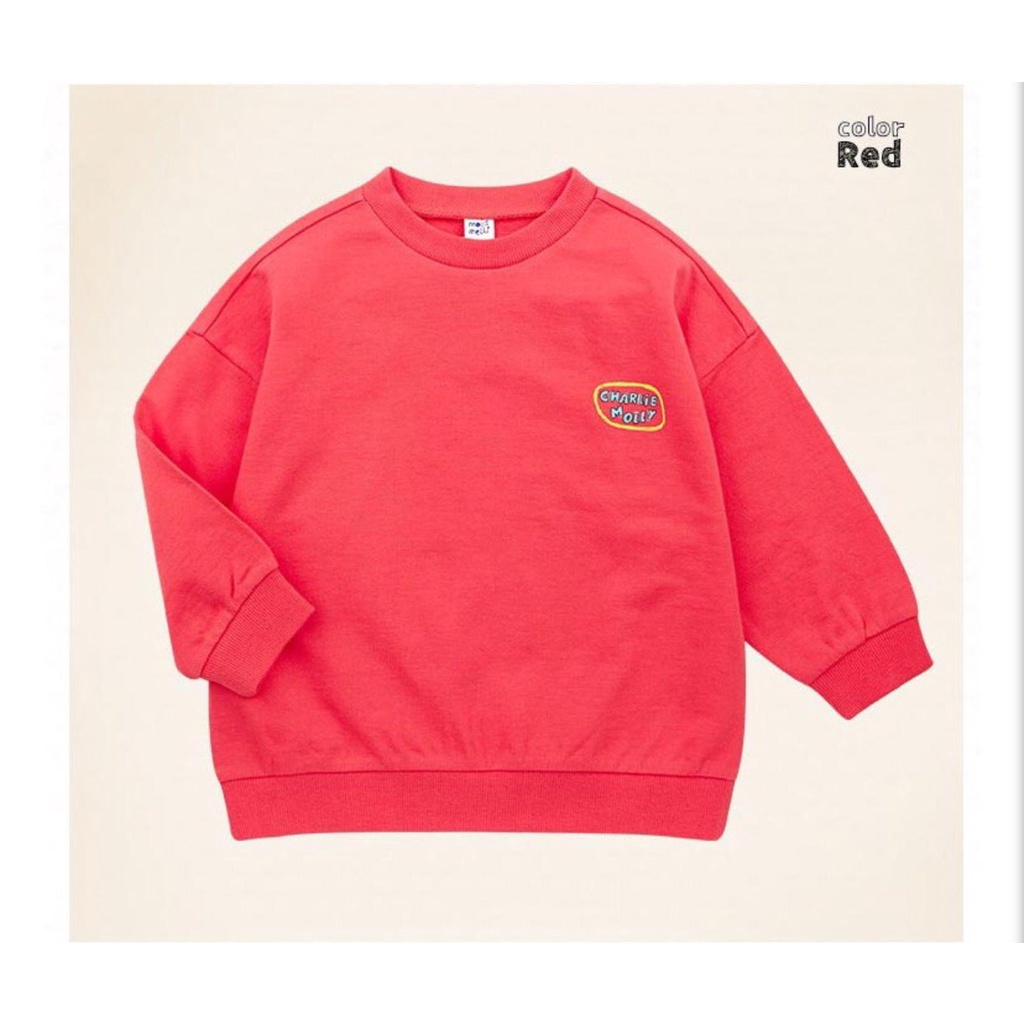 Áo nỉ da cá bé trai bé gái lưng in cún Charlie Moli. HA3813