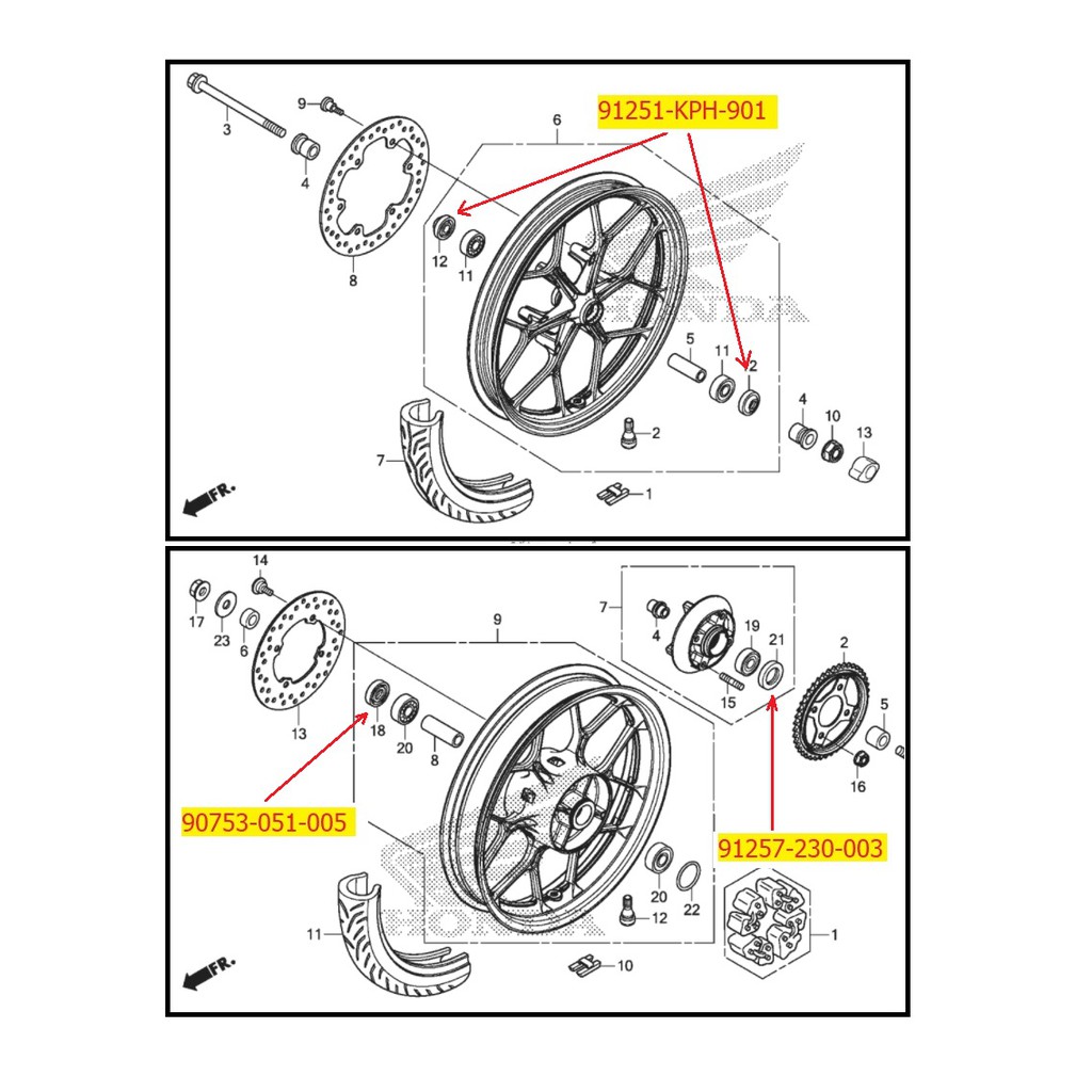 Phốt Mâm Xe / Phớt Dầu Bánh Xe Trước Sau Winner - Winner X - GTR - Sonic (91251-KPH-901, 90753-051-005, 91257-230-003)