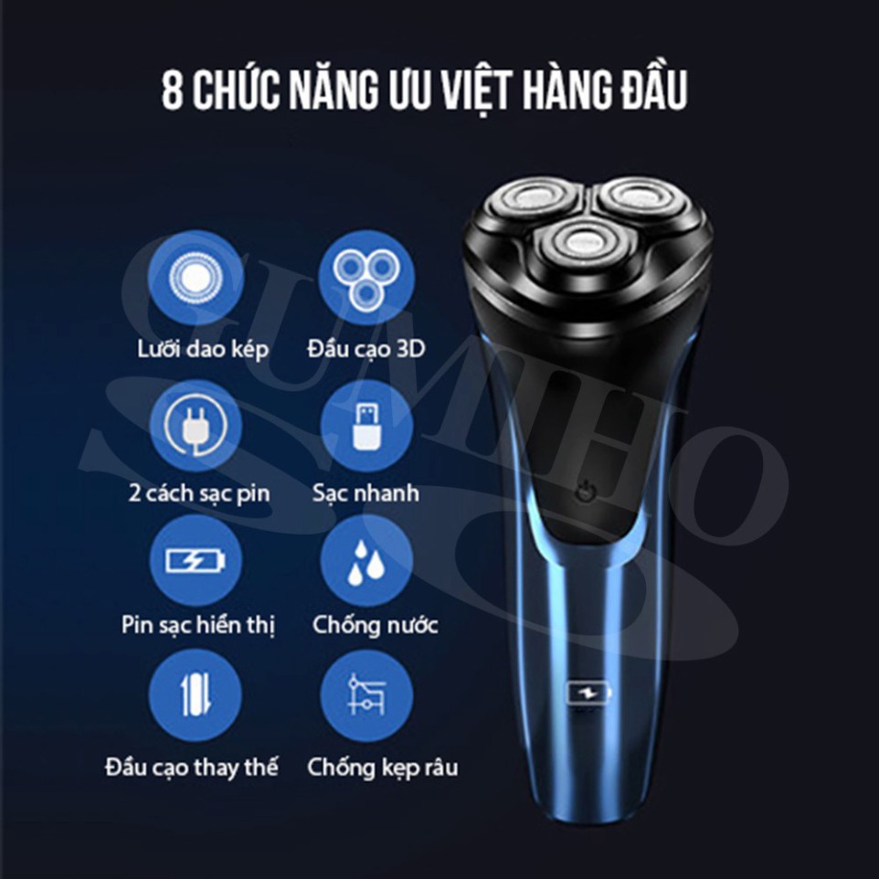 Máy Cạo Râu Đa Năng ✅ FreeShip ✅ Flyco FS197VN 3 Lưỡi Kép Thân Máy Kháng Nước Sạc Nhanh 1 Giờ Hàng Chính Hãng - hoa xinh