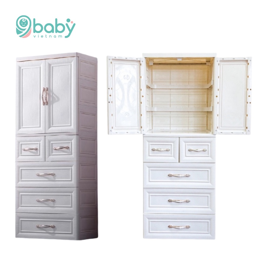 FREE SHIP !!! Tủ nhựa 5 tầng cao cấp có bánh xe 9BABY