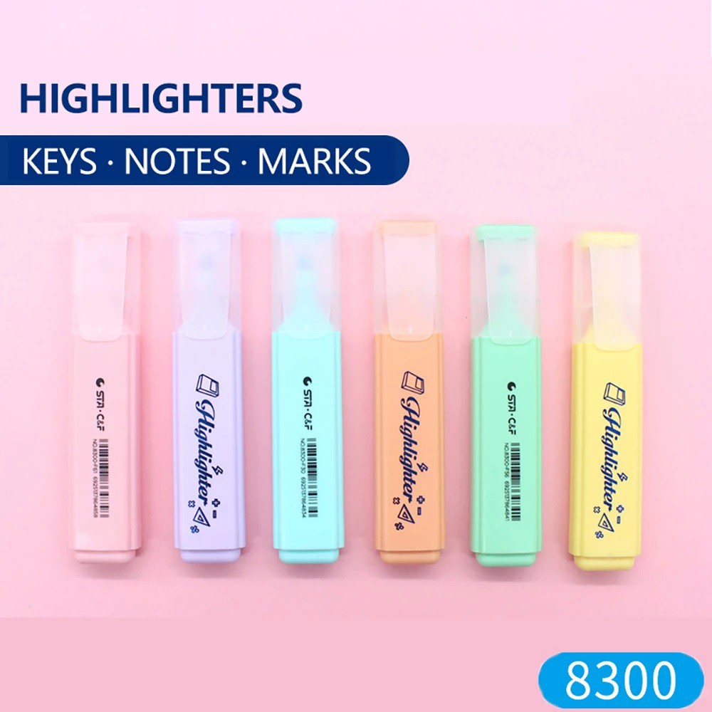 Set 6 cây bút Highlight pastel bút dạ quang, bút nhớ dòng chính hãng STA