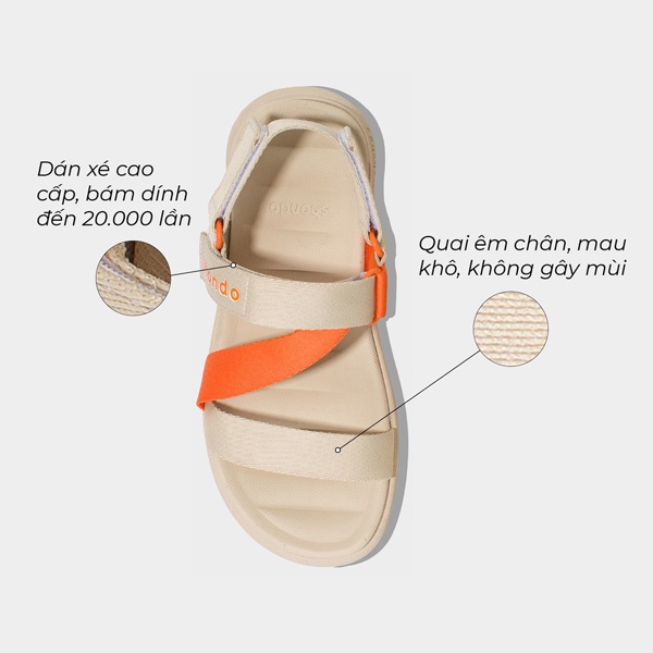 SHONDO | Sandal Shondo F6 sport đế be phối quai cam F6S2580