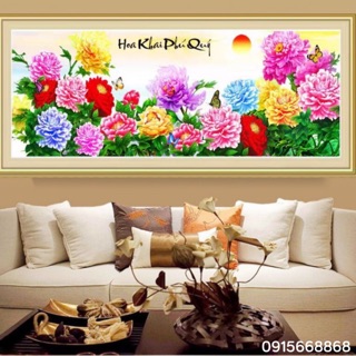 Tranh thêu hoa, quả : kt 150*58 cm