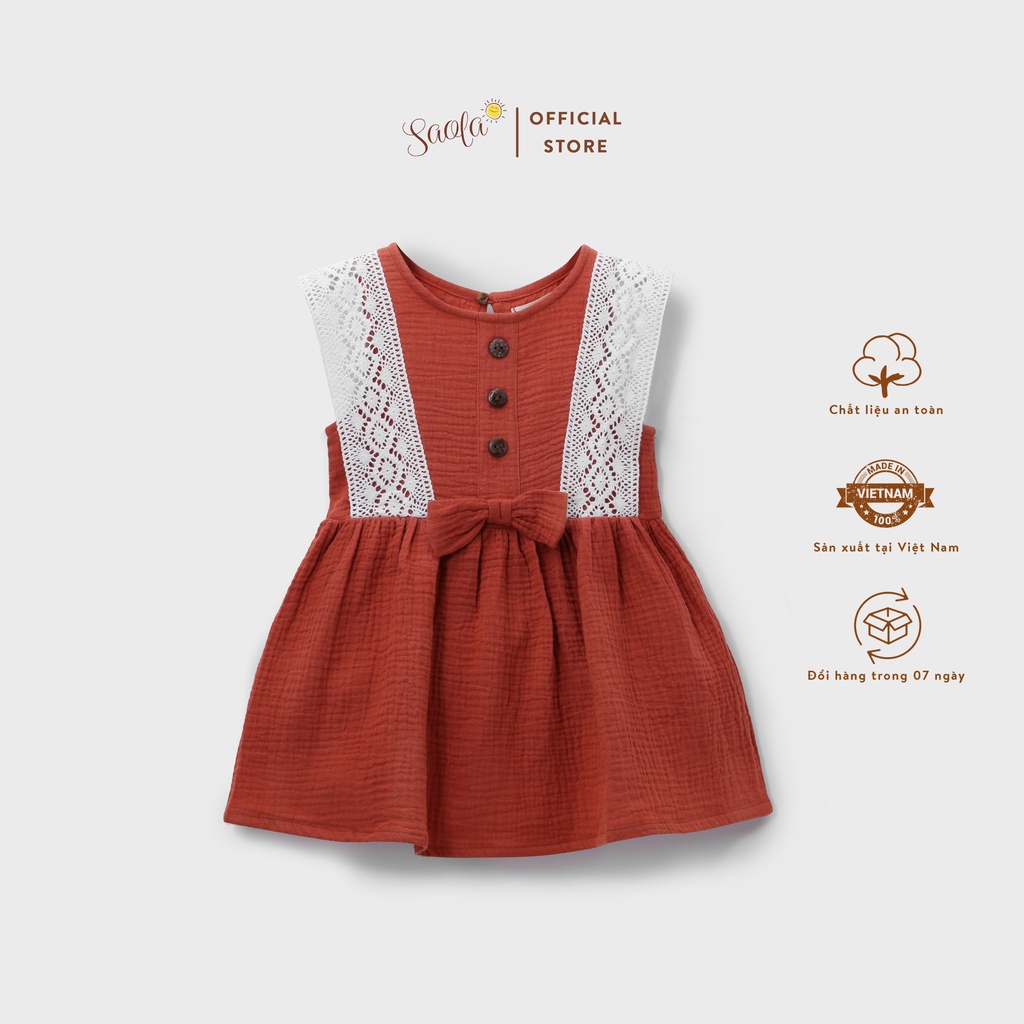 Đầm Bé Gái /Váy Bé Gái Phố Nơ và Ren Xinh Xắn - JONNA DRESS - DRM012 - SAOLA KIDS CLOTHING - Hồng Gạch