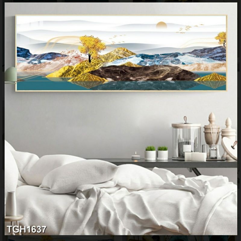 Tranh trừu tượng vàng 40x120