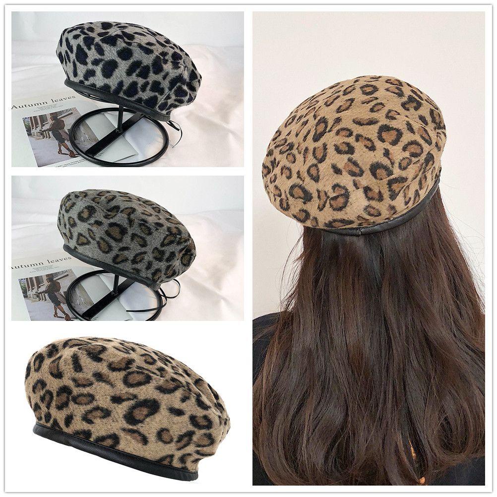 Mũ Beret Họa Tiết Da Báo Phong Cách Retro Cá Tính