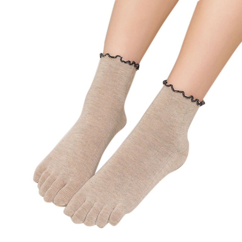 Han Vớ Ngón Chân Nhún Bèo Màu Trơn Phong Cách Preppy Nhật Bản Ngọt Ngào Dễ Thương Cho Nữ