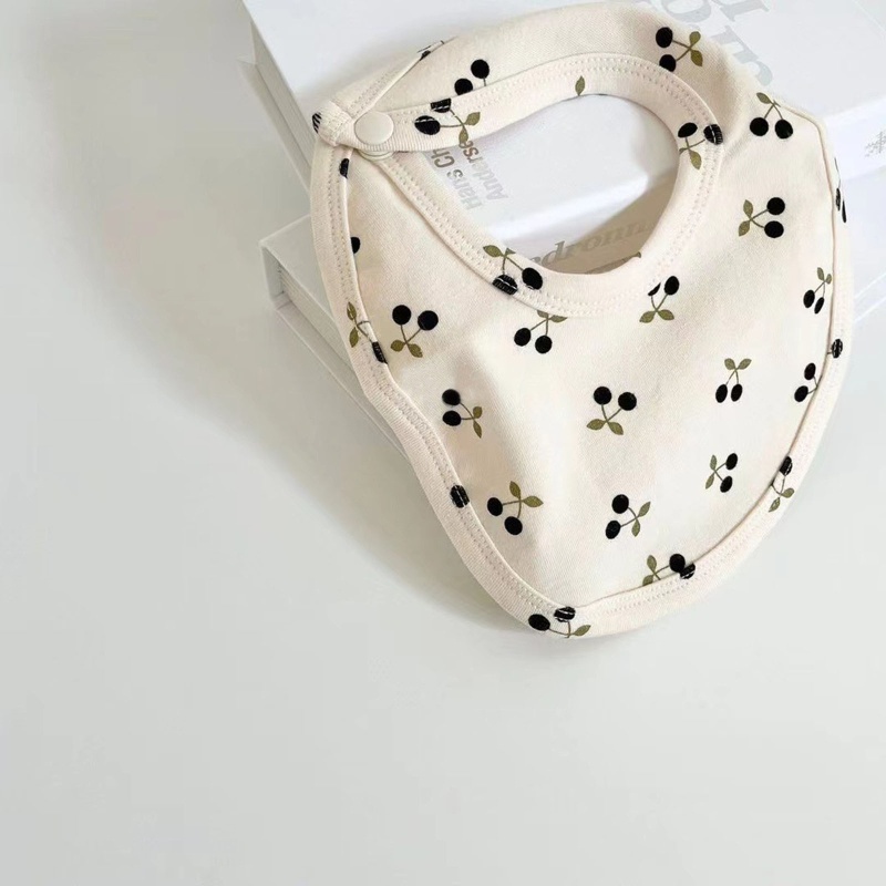 Yếm Ăn Bằng Cotton Mềm Mại In Họa Tiết Cherry Dễ Thương Cho Bé