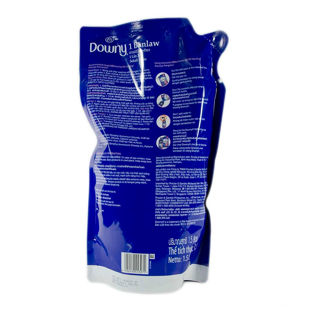Nước xả vải Downy 1 lần xả 1,5 lít