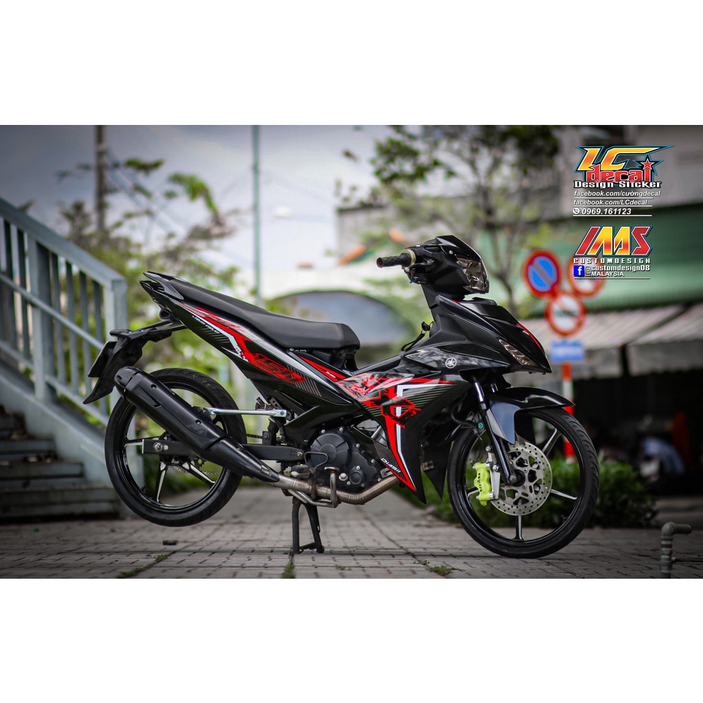 Tem /decal Rời Dán Xe Exciter 150 Mẫu Chữ EX Sọc Đỏ Trắng Đen Cực Đẹp, Hàng 3 Lớp Chất Lượng Cao