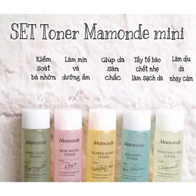 Set 5 Chai Nước Hoa Hồng Mamonde Flower Toner Trial Kit