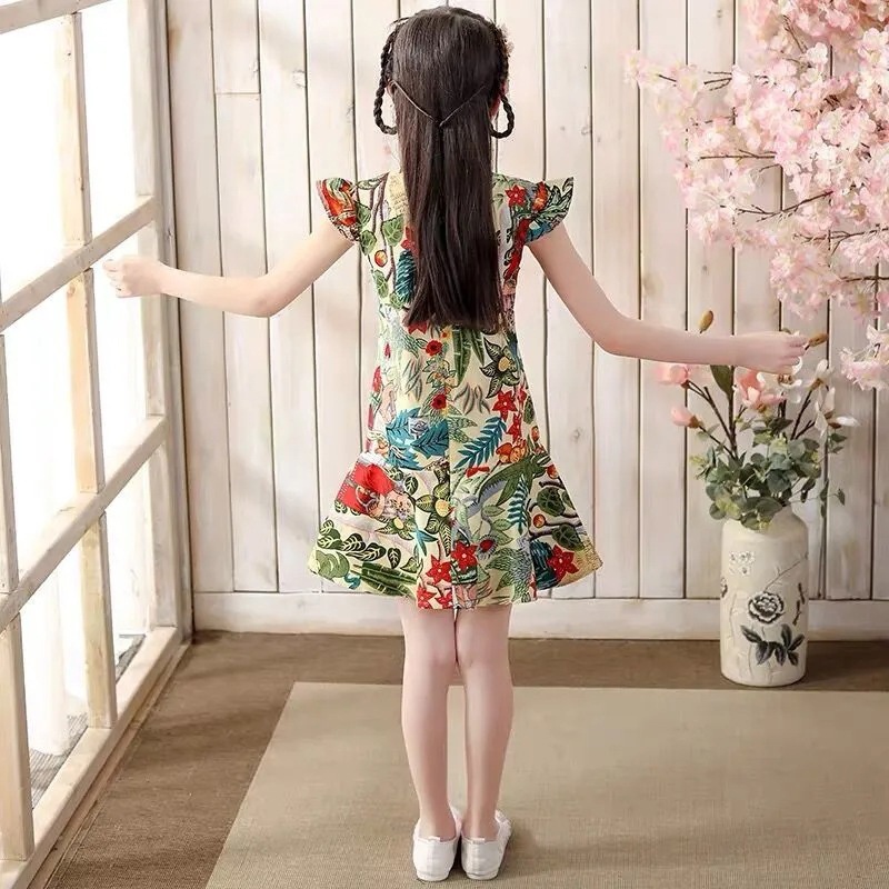 Sườn Xám Thời Trang Mùa Hè Xinh Xắn Dành Cho Bé Gái