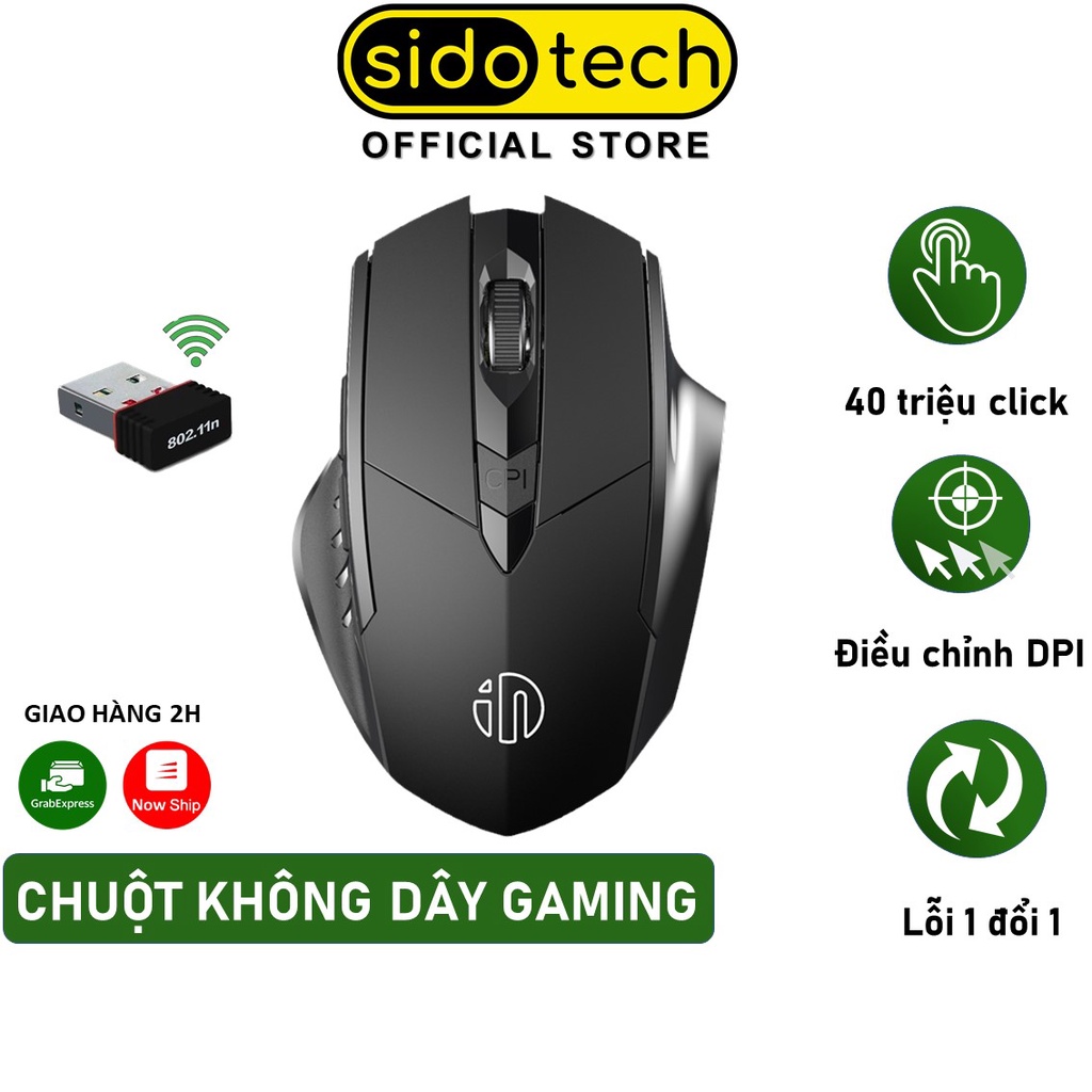Chuột gaming không dây sạc pin Sidotech Inphic P6W cho game thủ chơi game