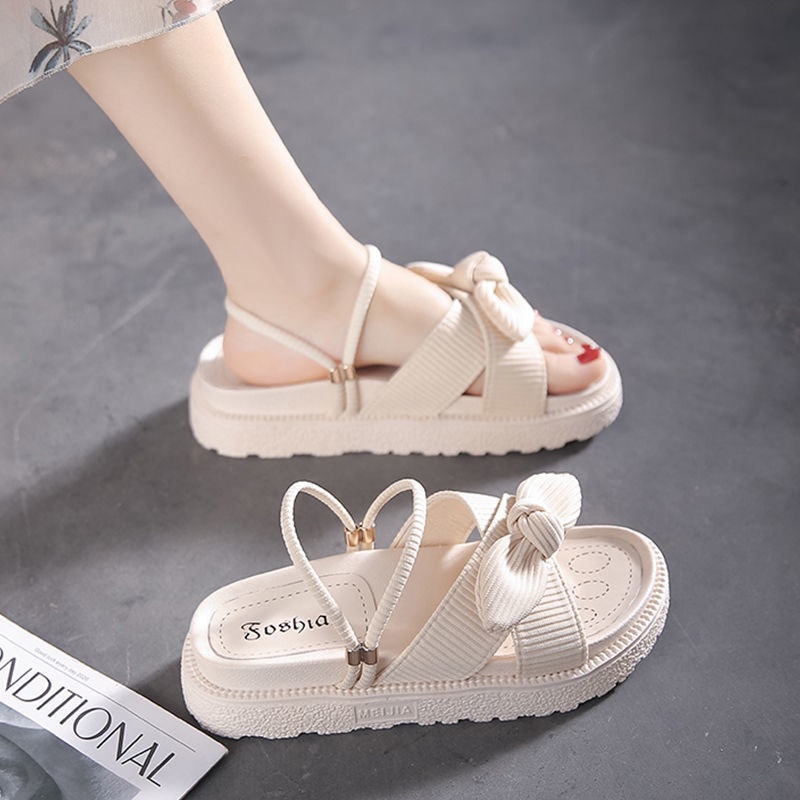 Dép Sandal Đế Phẳng Dày Dặn Phong Cách Thời Trang Mùa Hè 2022 3-5cm Dành Cho Nữ
