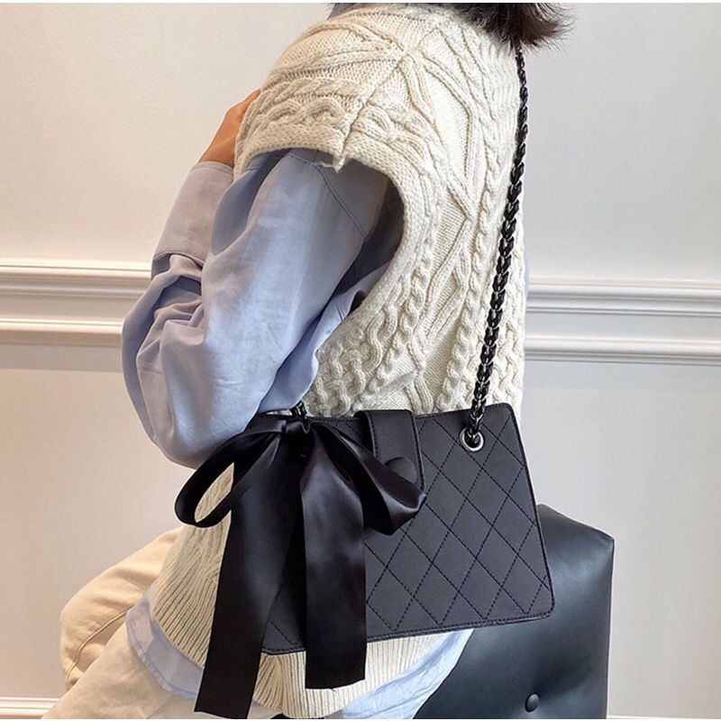 Túi xách nữ, túi kẹp nách đeo chéo thời trang có nơ - size 25