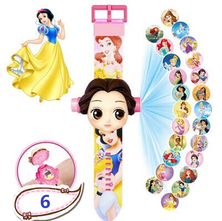 3D Cartoon Digital Projection Cartoon Pattern Children's Toy Watch Portable Flip Girl Pink Watch