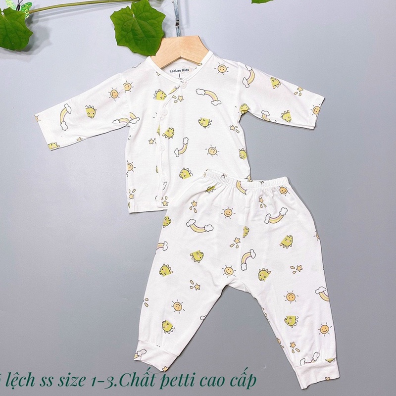 Đồ bộ dài tay cho bé sơ sinh, quần áo sơ sinh bé trai bé gái họa tiết đáng yêu vải pettit sợi tre mềm mịn _ B60