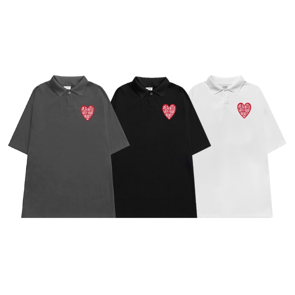 ÁO THUN FF FORM RỘNG POLO BE GENTLE WITH YOUR HEART TEE, VẢI THUN 2 CHIỀU COTTON 250GSM