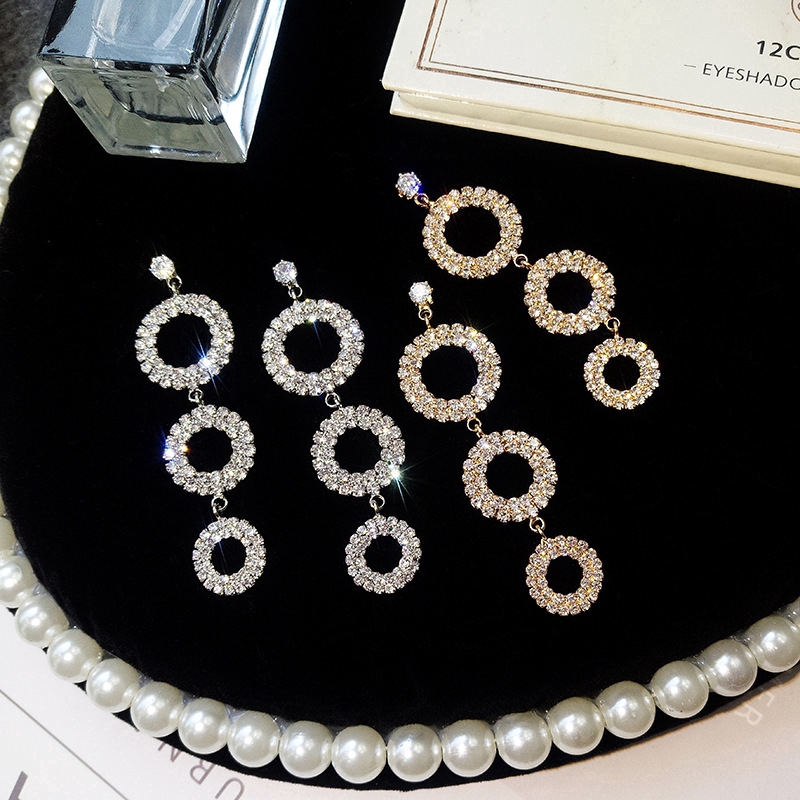 We Flower Bông Tai Mạ Vàng 14K Hình Tròn Đính Đá Zircon Sang Trọng Cho Nữ