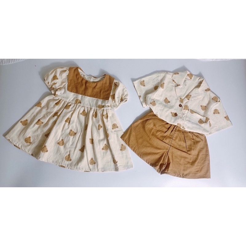 vải thô đũi gấu tai tim 100% cotton mềm mát