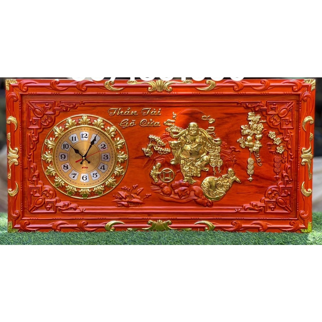 Đồng Hồ Gỗ Hương Treo Tường, Tranh đồng hồ treo tường Chữ Nhẫn Kích thước 41cm x 81cm, dày 3cm