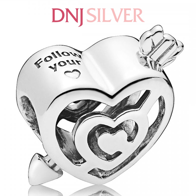Charm bạc 925 cao cấp, hàng chuẩn bạc - Charm Openwork Heart Labyrinth &amp; Arrow thích hợp để mix vòng tay charm - DN258
