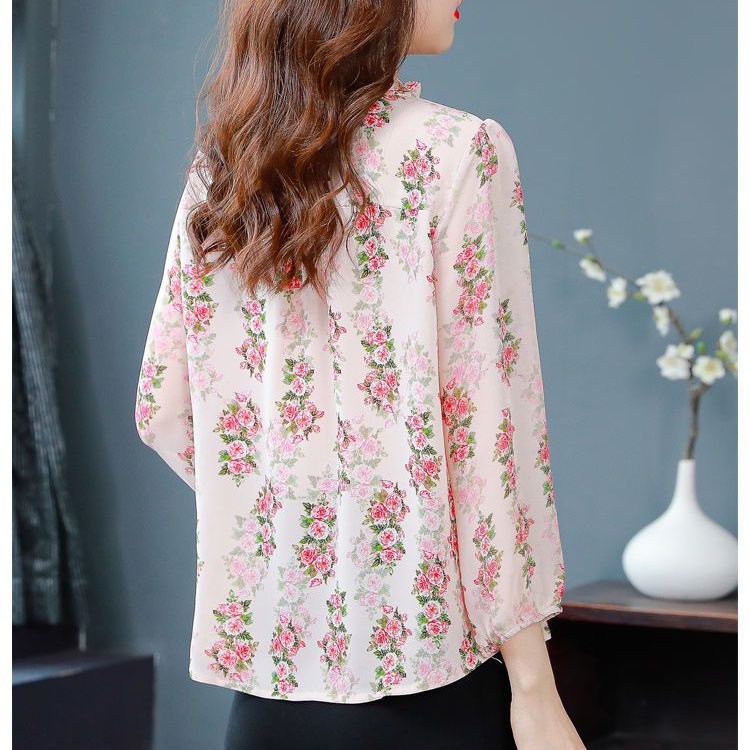 Áo Sơ Mi Chiffon Tay Dài Dáng Rộng In Họa Tiết Hoa Phong Cách Cổ Điển Thời Trang 2022 Dành Cho Nữ