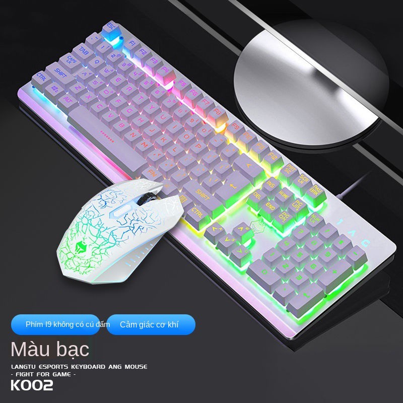 Bộ bàn phím và chuột có dây USB đèn nền máy tính trò chơi gà bên ngoài lol Văn phòng cảm giác robot nhà | BigBuy360 - bigbuy360.vn