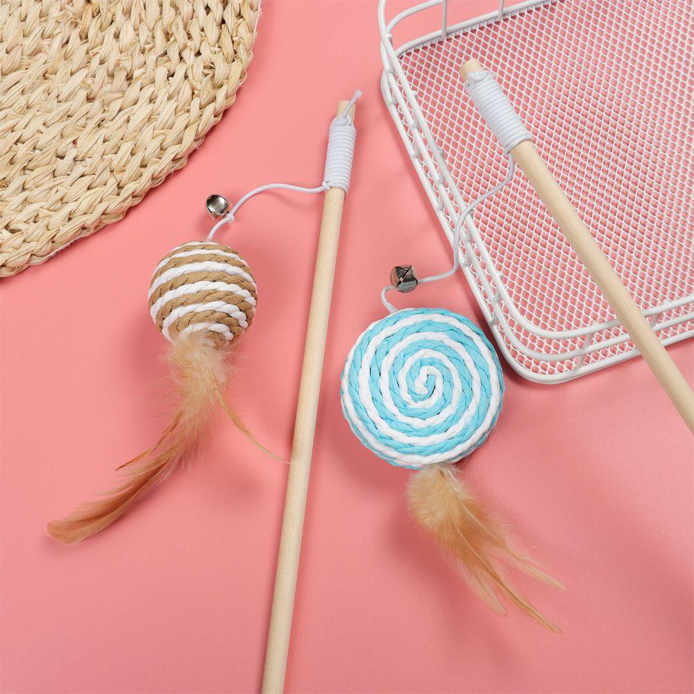 Đồ Chơi Que Gỗ Đính Lông Vũ Hình Chuột Hoạt Hình Mini Vui Nhộn Cho Mèo Cưng